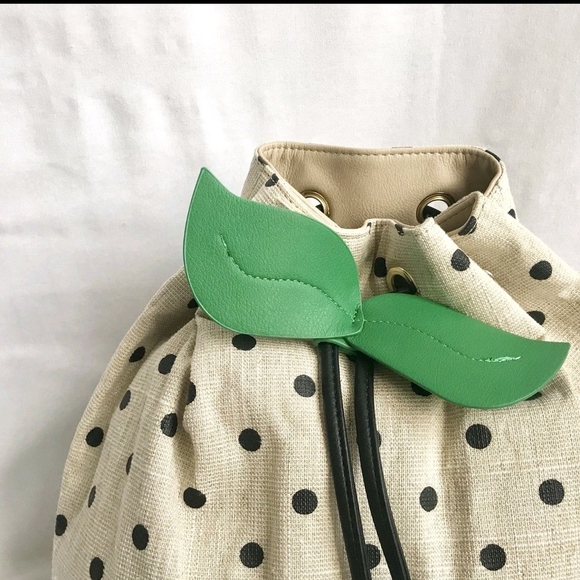 Polka Dot Drawstring Bag with Cherry Accent - Picture 2 of 6